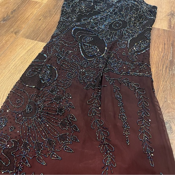 Vintage Y2K 100% Silk Beaded Dress Vintage Beaded Dress Ombré Goth Prom Dress - Picture 10 of 15
